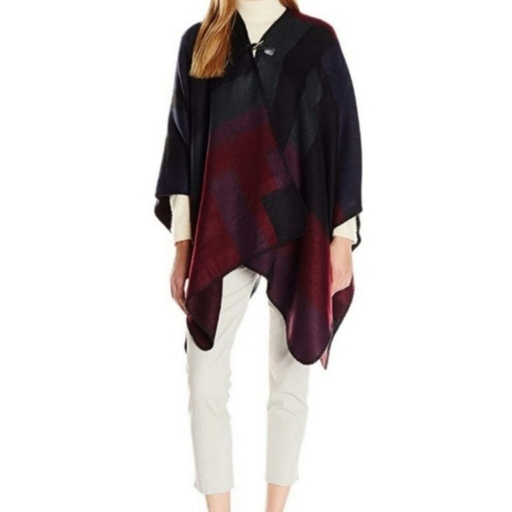 Calvin Klein Plaid Shawl Poncho